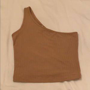 Garage size xs off the shoulder tan shirt